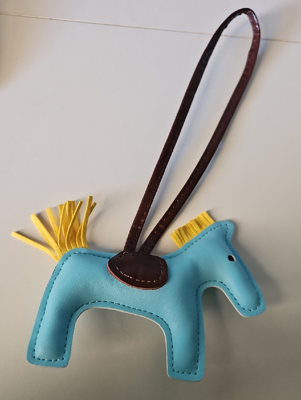 Blue Horse Charm with Yellow Mane and Brown Strap